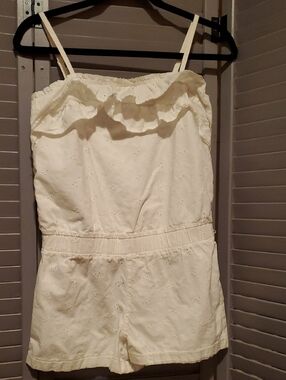 Cherokee White Eyelet Ruffle Romper Size XL (14-16)